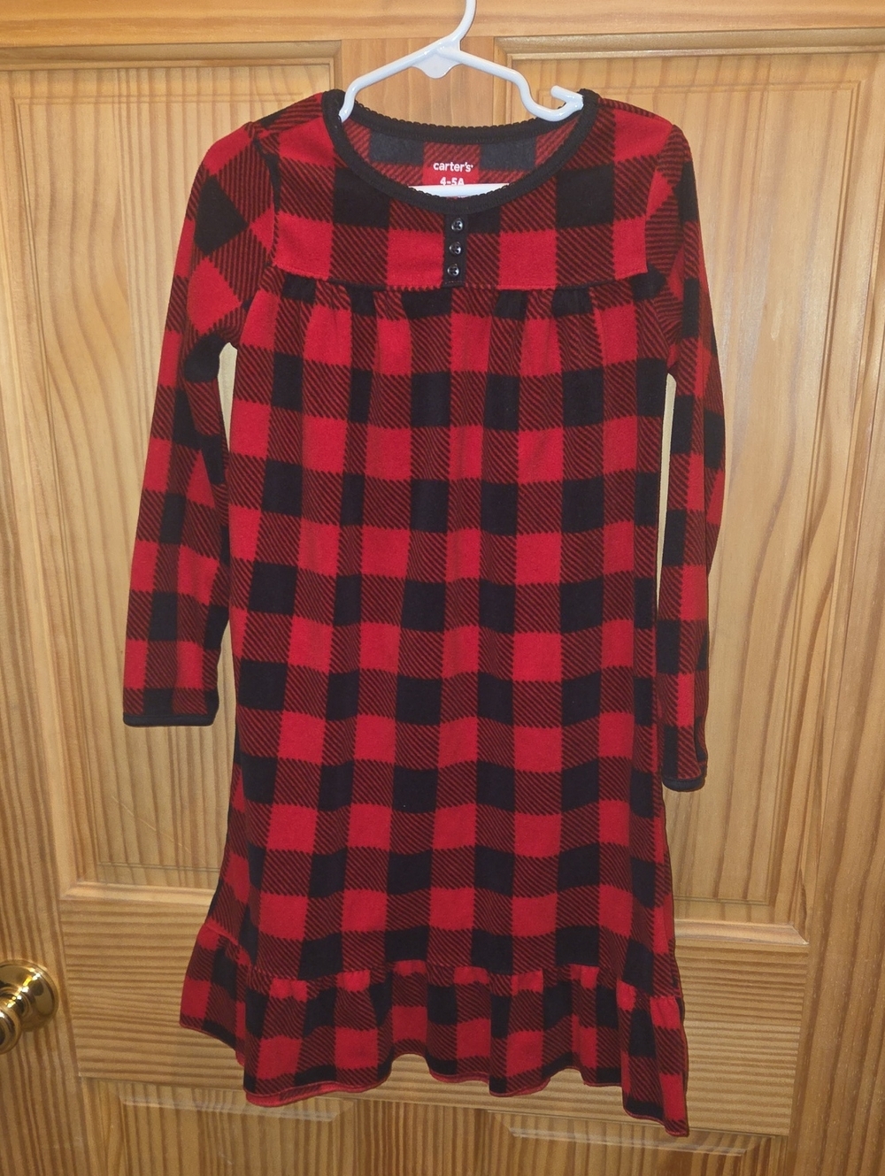 Carter's Red and Black Buffalo Plaid Girls' Long Sleeve Nightgown